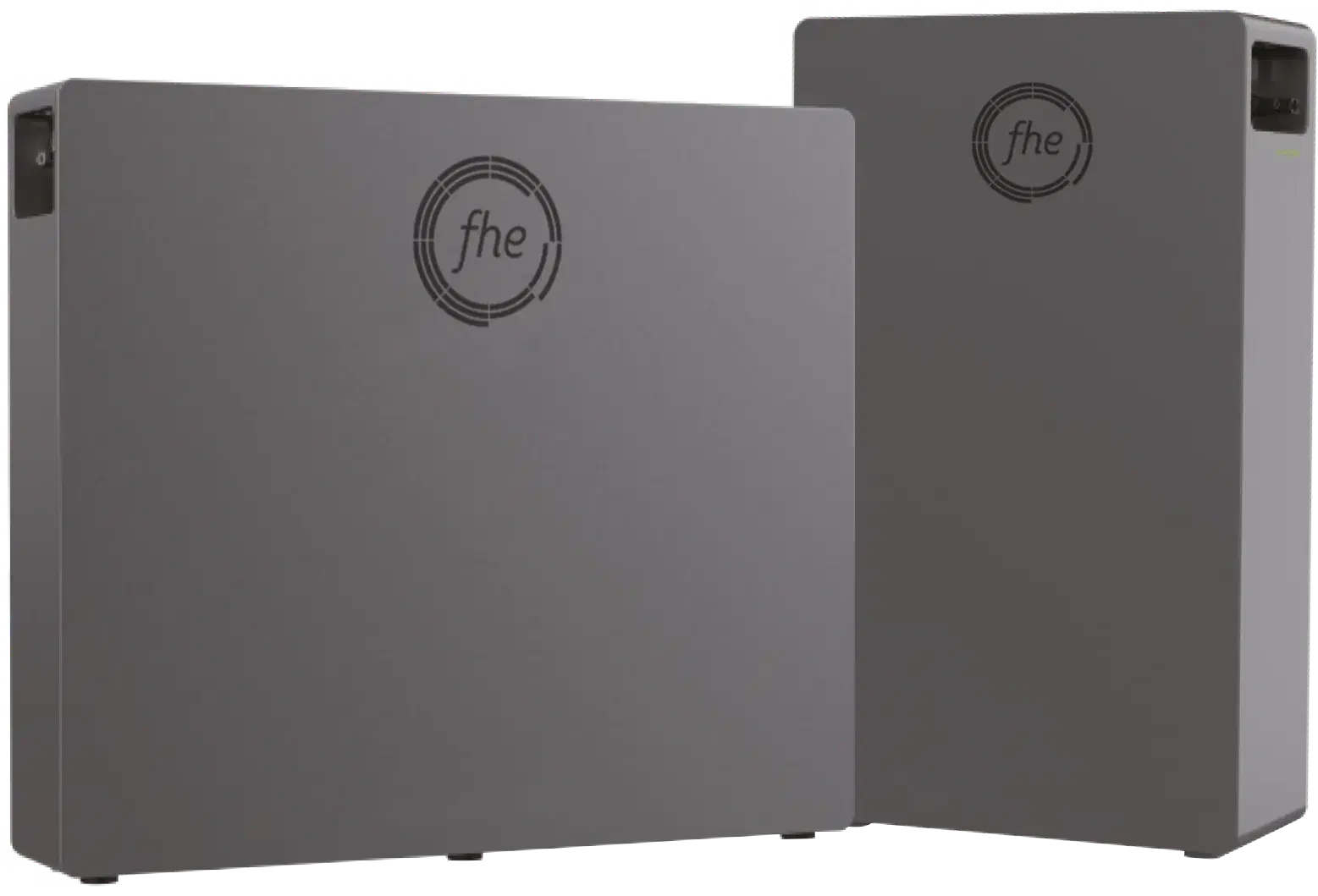 Two FHE InfinityCell home batteries, a wide and a tall unit